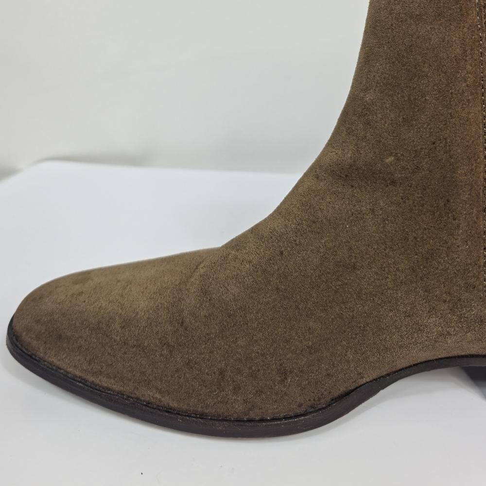 AllSaints Suede Chelsea Boots Tan Elastic Panel Pull On Size 44 US 11 - Picture 11 of 15